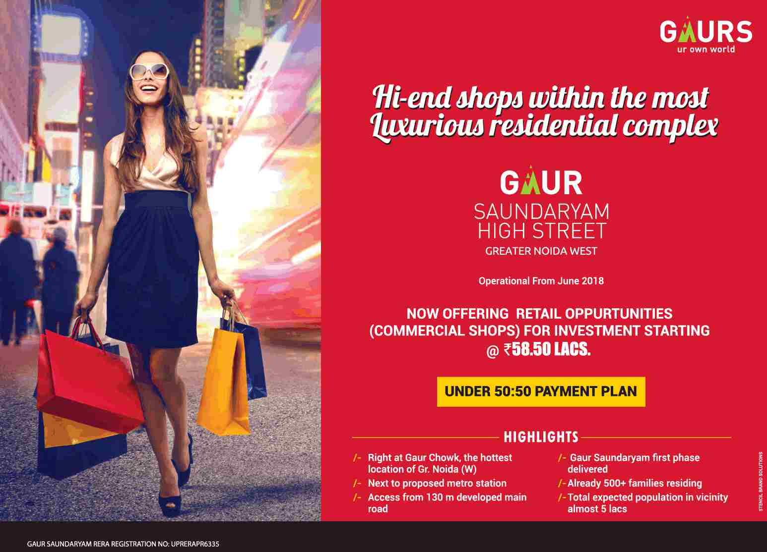 Experience hi-end shops within the most luxurious residential complex at Gaur Saundaryam High Street in Greater Noida